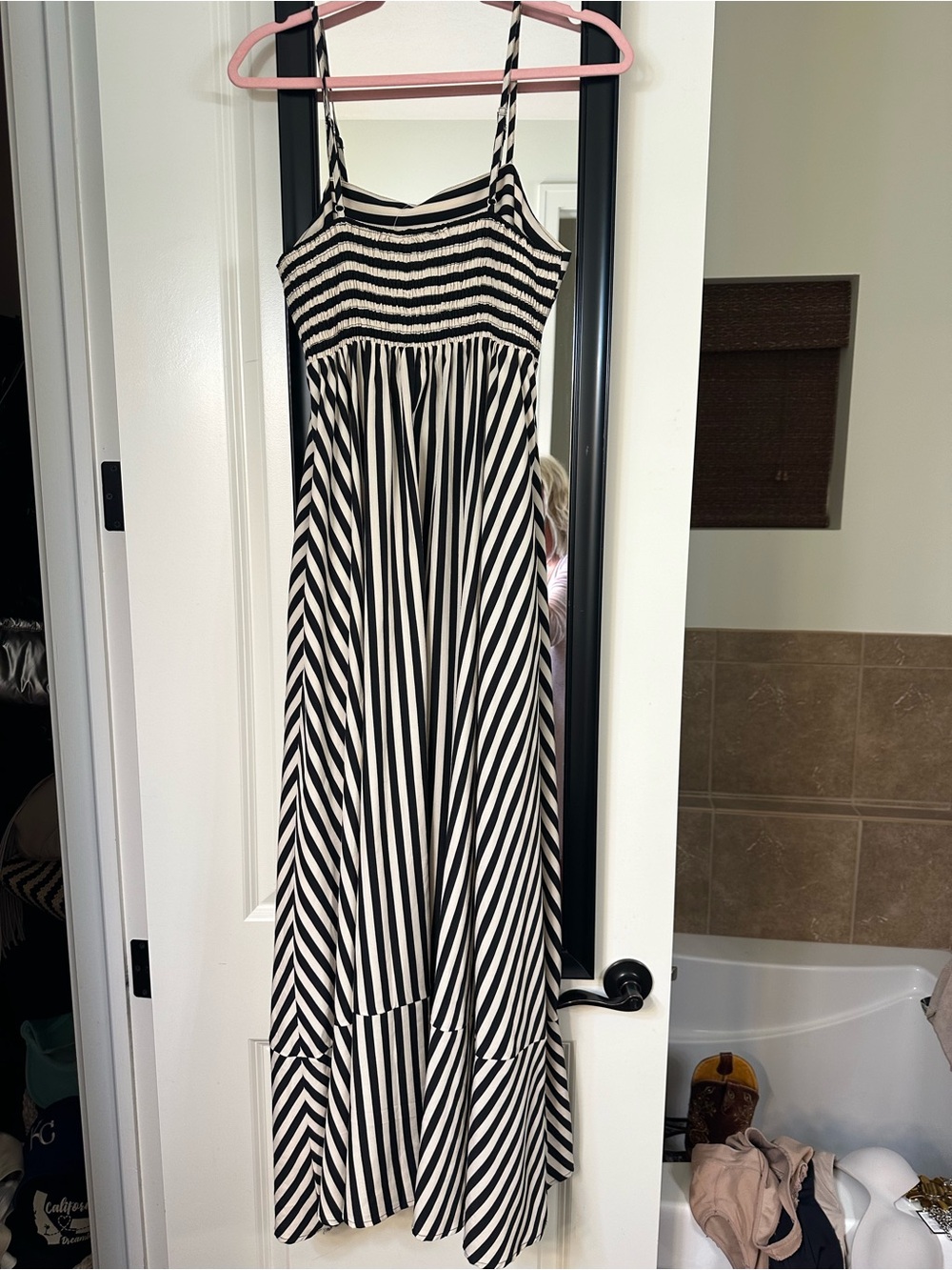 Black and White Striped Maxi Dress - Classic Summer Style - Picture 11 of 14